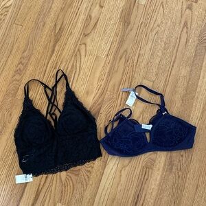 Aerie Navy Bra 34A Black Bralette XS New with Tags $95